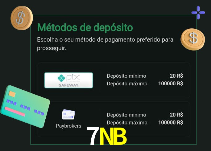 O cassino 7NB oferece uma grande variedade de métodos de pagamento